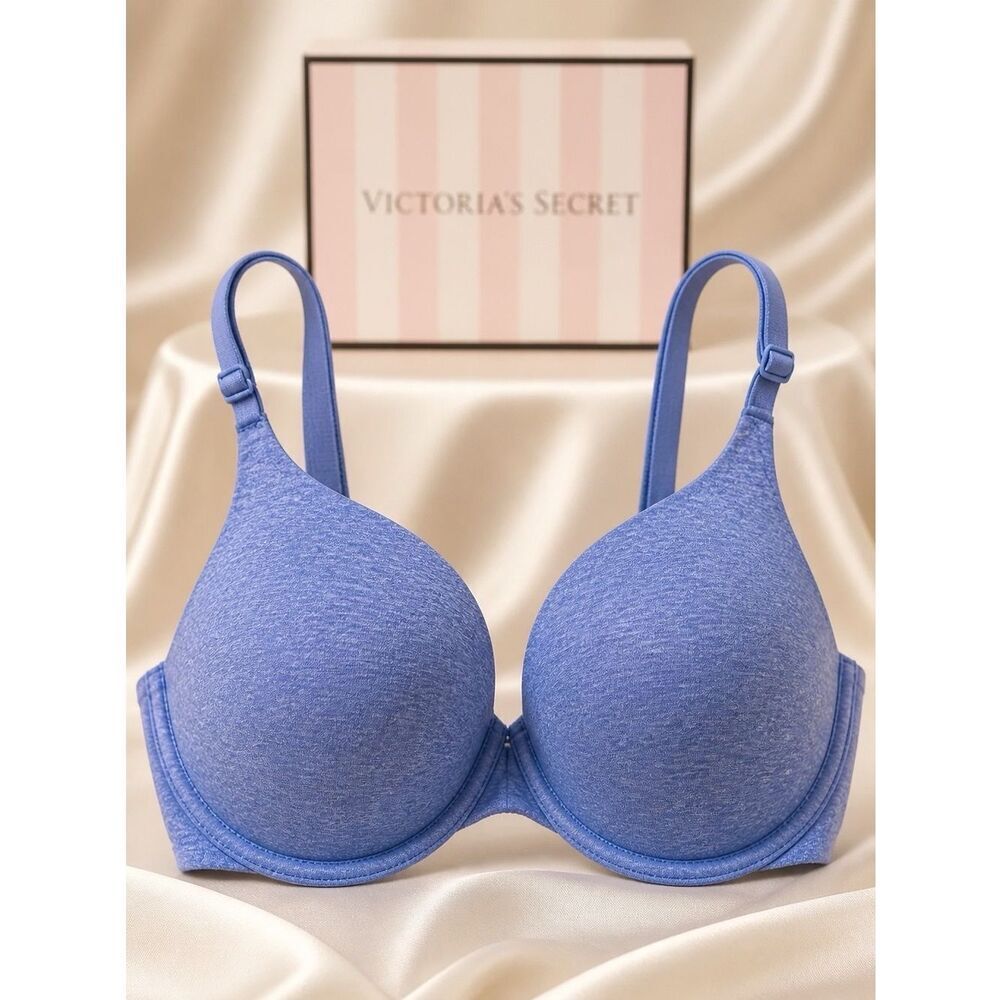 Victoria's Secret Blue Padded Perfect Coverage Bra with Seamless Design 32C
